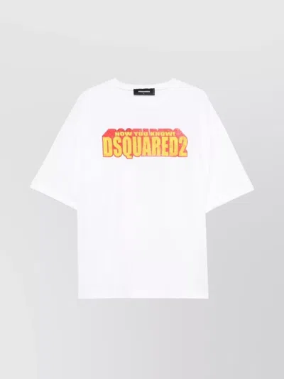 Dsquared2 Crew Neck Cracked Effect Graphic Print In Multicolor