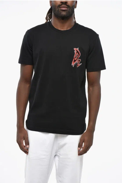 Dsquared2 Crew Neck D2 Devils T-shirt With Print In Black