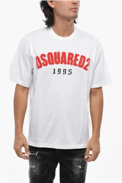 DSQUARED2 CREW NECK D2 SHERPA T-SHIRT WITH LOGO PATCH