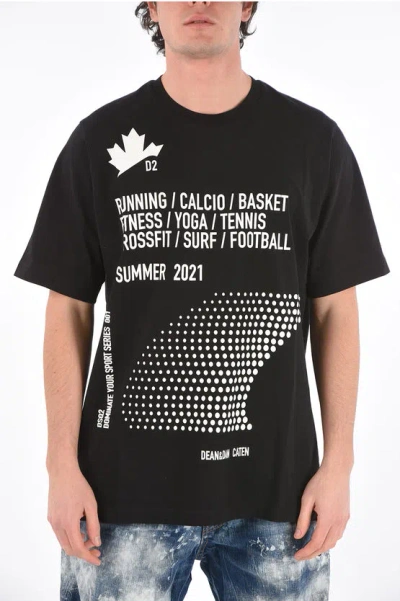 Dsquared2 Crew Neck Dominate Sport Printed T-shirt In Black