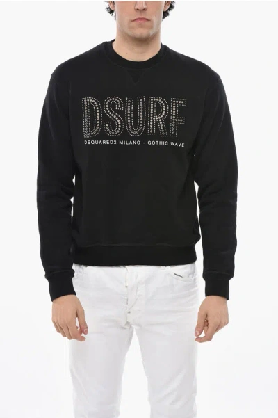 Dsquared2 Crew Neck Dsurf Sweatshirt With Decorative Eyelets In Black