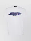 Dsquared2 White Crewneck T-shirt With Logo Print On The Front In Cotton Man In Blue