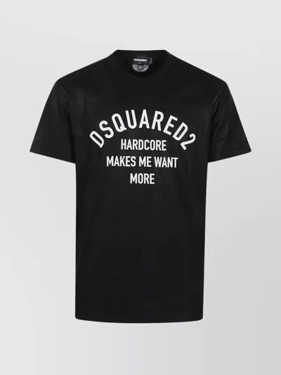 Dsquared2 Crew Neck Graphic Print Short Sleeves In Black
