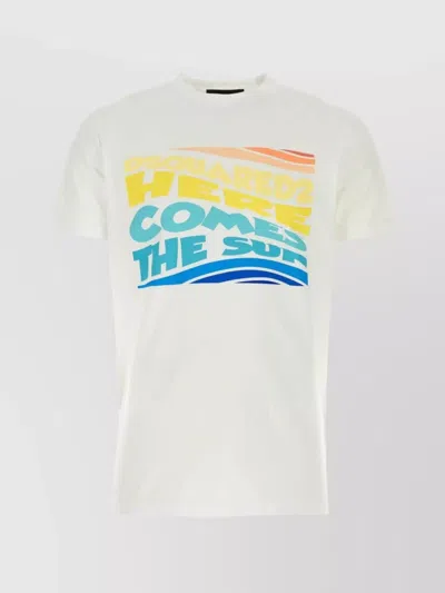 Dsquared2 Crew Neck Graphic Print Short Sleeves T-shirt In White
