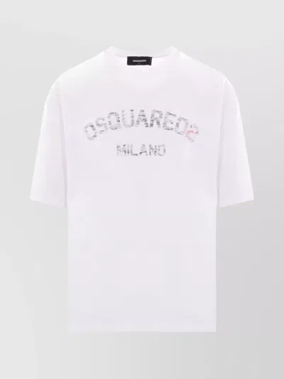 Dsquared2 Crew Neck Graphic Print Short Sleeves T-shirt In White