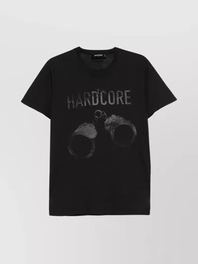 Dsquared2 Crew Neck Graphic Print Slogan T-shirt In Black