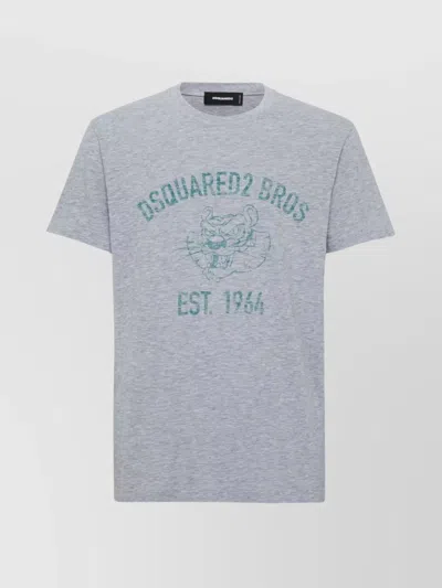 Dsquared2 Crew Neck Graphic Print T-shirt In Gray