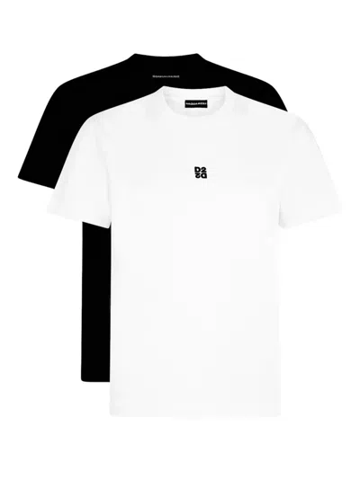 Dsquared2 Crew-neck Logo-detail T-shirt (set Ot Two) In White