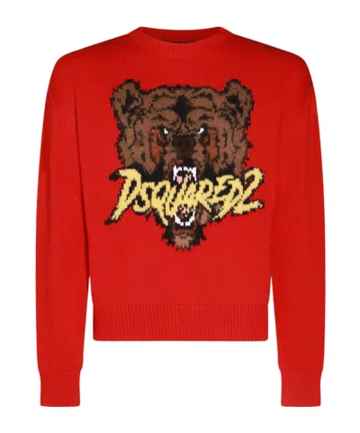DSQUARED2 DSQUARED2 LOGO-INTARSIA CREWNECK JUMPER