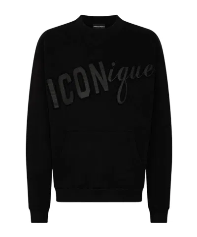 Dsquared2 Crew Neck Long-sleeved Sweatshirt In Black