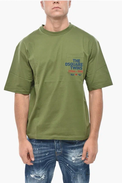 Dsquared2 Crew Neck Loose Fit T-shirt With Breast-pocket In Green