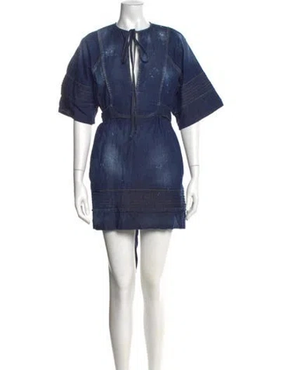 Pre-owned Dsquared2 Crew Neck Mini Dress In Blue