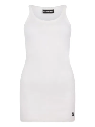 Dsquared2 Crew-neck Mini Dress In White