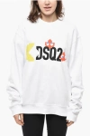 Dsquared2 Crew Neck Pacman Brushed Cotton Sweatshirt In White