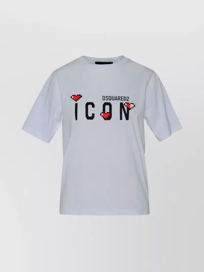 DSQUARED2 CREW NECK PIXELATED GRAPHIC SHORT SLEEVES