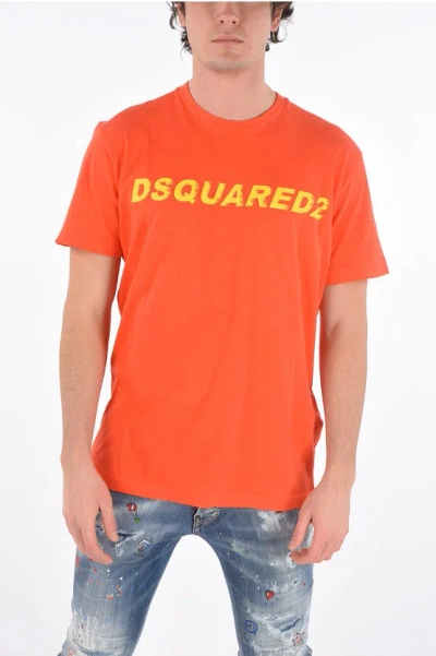 Dsquared2 Crew Neck Printed Logo T-shirt In Red