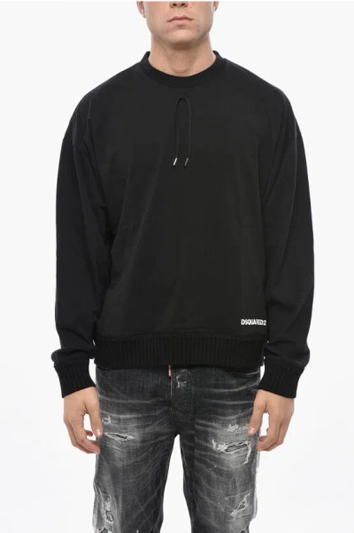 Dsquared2 Crew Neck Relaxed Fit T-shirt With Ribbed Edges In Black