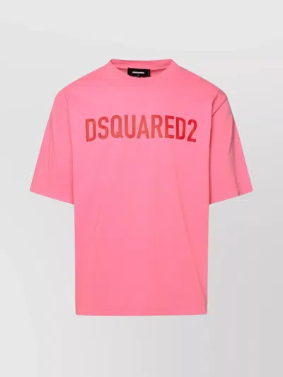 Dsquared2 Crew Neck Short Sleeve Straight Hem T-shirt In Pink
