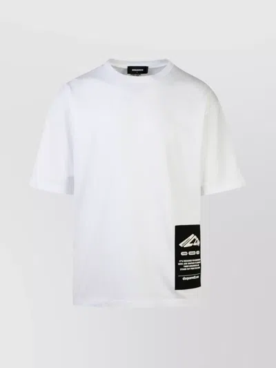 Dsquared2 Crew Neck Short Sleeve Straight Hem T-shirt In White