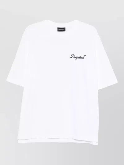Dsquared2 Crew Neck Short Sleeve Straight Hem T-shirt In White