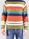 Dsquared2 Wool-blended Fuzzy Pullover With Striped Pattern In Multi
