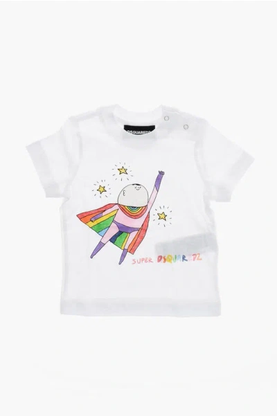 Dsquared2 Crew Neck Superhero T-shirt With Print In White