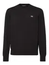 Dsquared2 Classic Black Crew-neck Sweater With Ribbed Cuffs In Black