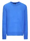 Dsquared2 Mohair Blend Crew Neck Long Sleeve Sweater In Blue