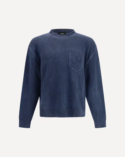 Dsquared2 Crew Neck Sweater In Blue
