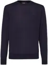 Dsquared2 Lightweight Blue Knit Sweatshirt With Crew Neckline And Logo Detail In Blue