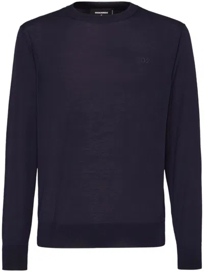 DSQUARED2 `D2` WOOL CREW-NECK SWEATER
