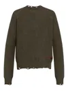 Dsquared2 Textured Knit Sweater With Cut-out Details And Relaxed Fit In Verde Oscuro
