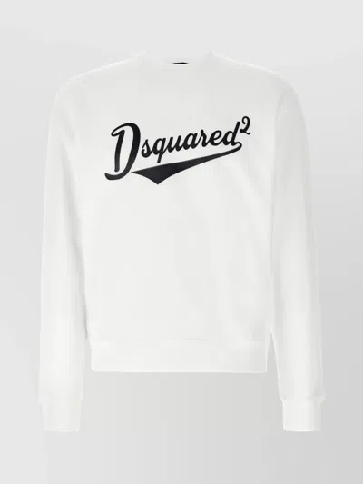 Dsquared2 Crew Neck Sweatshirt Ribbed Cuffs In Black