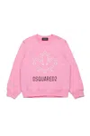 Dsquared2 Felpa Girocollo Con Maple Leaf Outline In Pink