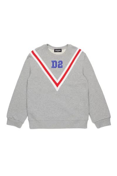 Dsquared2 Kids' Logo-embroidered Cotton Sweatshirt In Grey