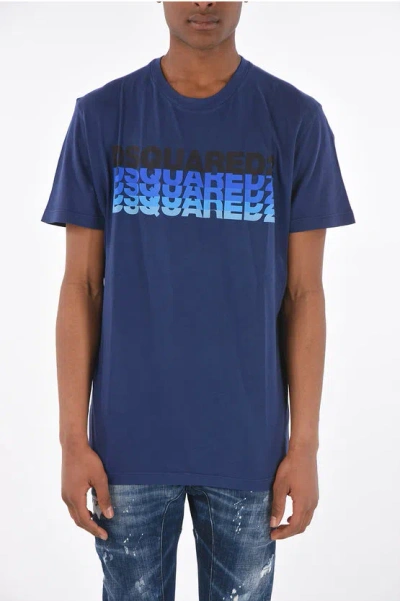Dsquared2 Crew-neck T-shirt Cool Fit With Print In Blue