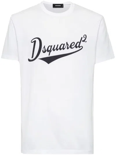 Dsquared2 Crew Neck T-shirt With Bold Logo Print In White