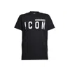 Dsquared2 Men Black Crewneck T-shirt With Maxi Logo Print On The Front In Cotton Man In Black