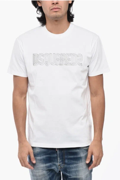 Dsquared2 Crew-neck T-shirt With Embossed Logo In White