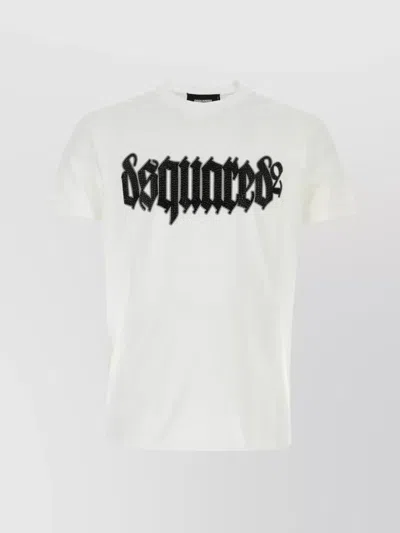 Dsquared2 Crew Neck T-shirt With Graphic Print And Short Sleeves In White
