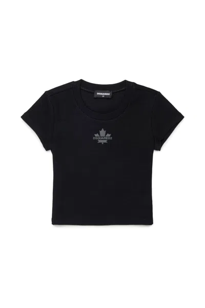 Dsquared2 Kids' Logo Crew-neck T-shirt In Black