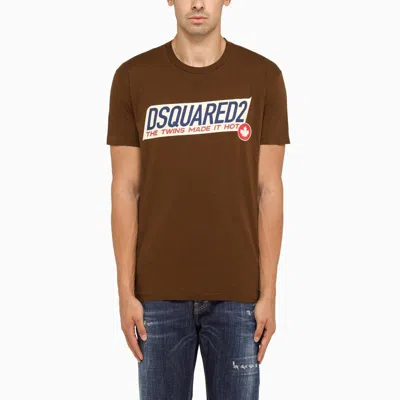 Dsquared2 Crew-neck T-shirt With Logo In Brown