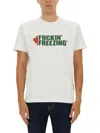 Dsquared2 White Crewneck T-shirt With Print On The Front And Logo Lettering On The Rear In White