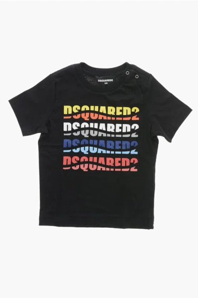 Dsquared2 Crew Neck T-shirt With Multicolor Logo Print