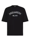Dsquared2 Loose Fit Black Cotton T-shirt With Vintage Logo In Black