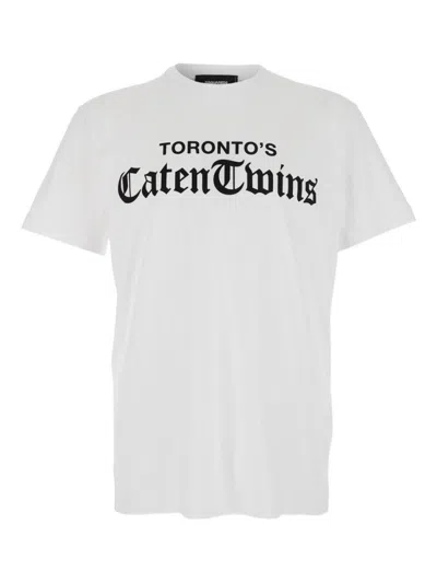DSQUARED2 CREW NECK T-SHIRT WITH TORONTO'S CATENTWINS GRAPHIC PRINT