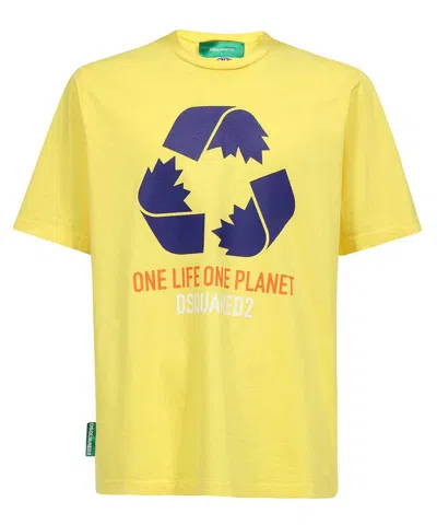 Dsquared2 Crew-neck T-shirt In Yellow