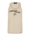 Dsquared2 D2 X Magliano Beige Sleeveless Top With Logo Lettering On The Front In Cotton Man In Pink