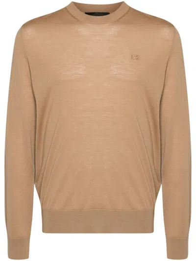 Dsquared2 Crew-neck Virgin Wool Jumper In Neutral