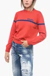 Dsquared2 Crew Neck Virgin Wool Sweater With Embroidered Logo In Red